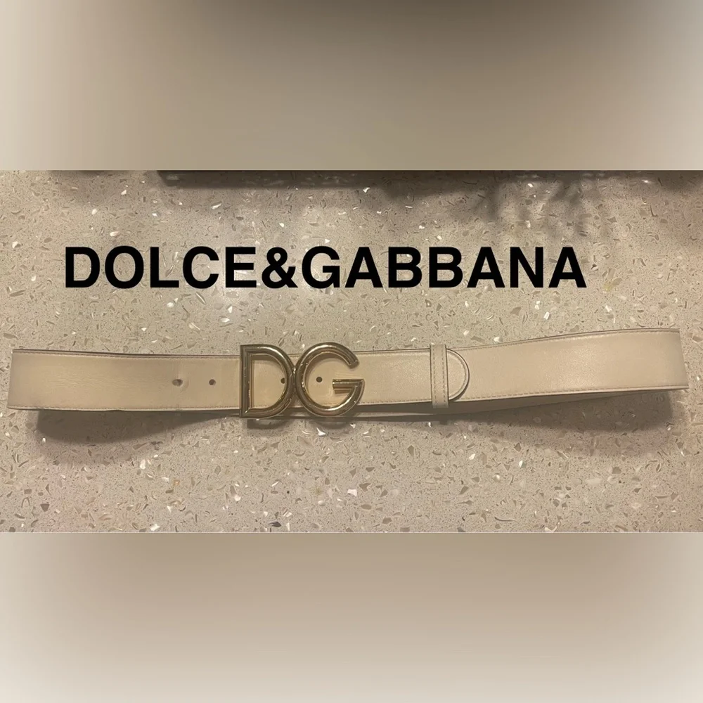 Dolce&Gabbana Leather Belt White Gold